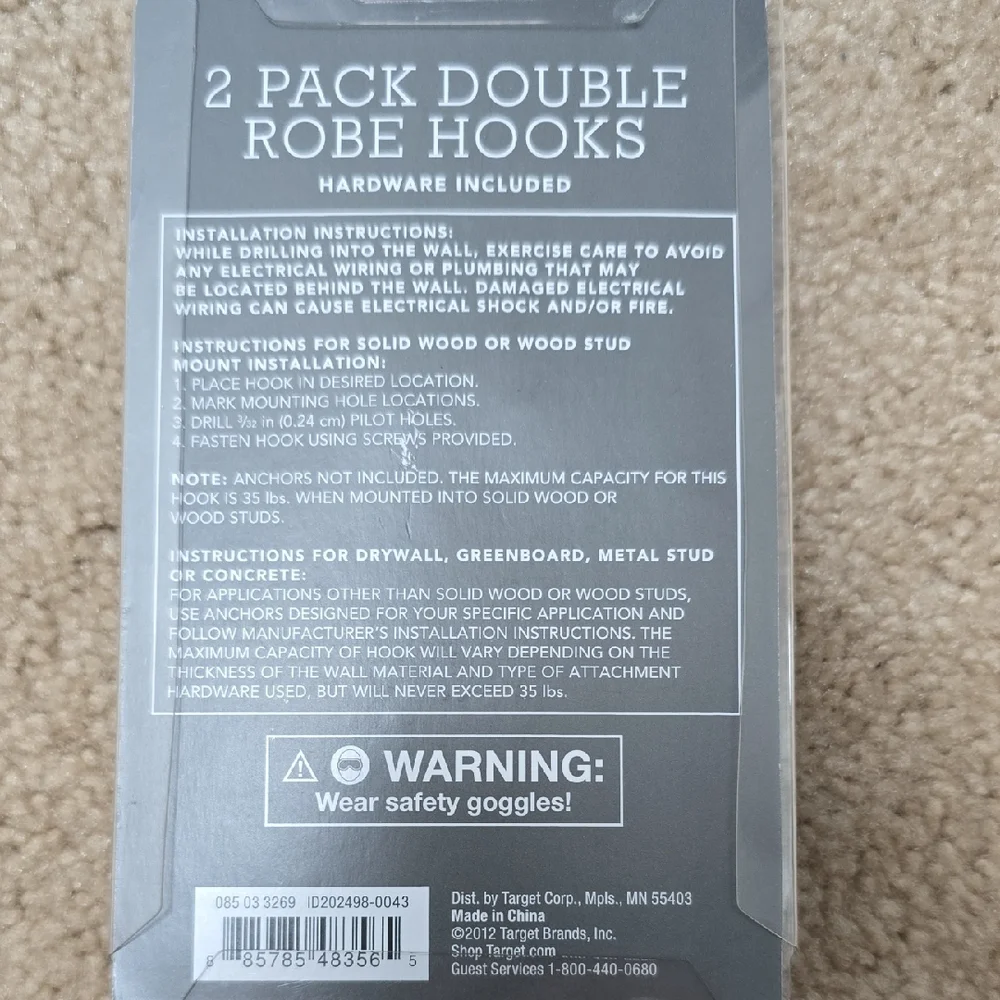 Threshold White Double Wall Hooks